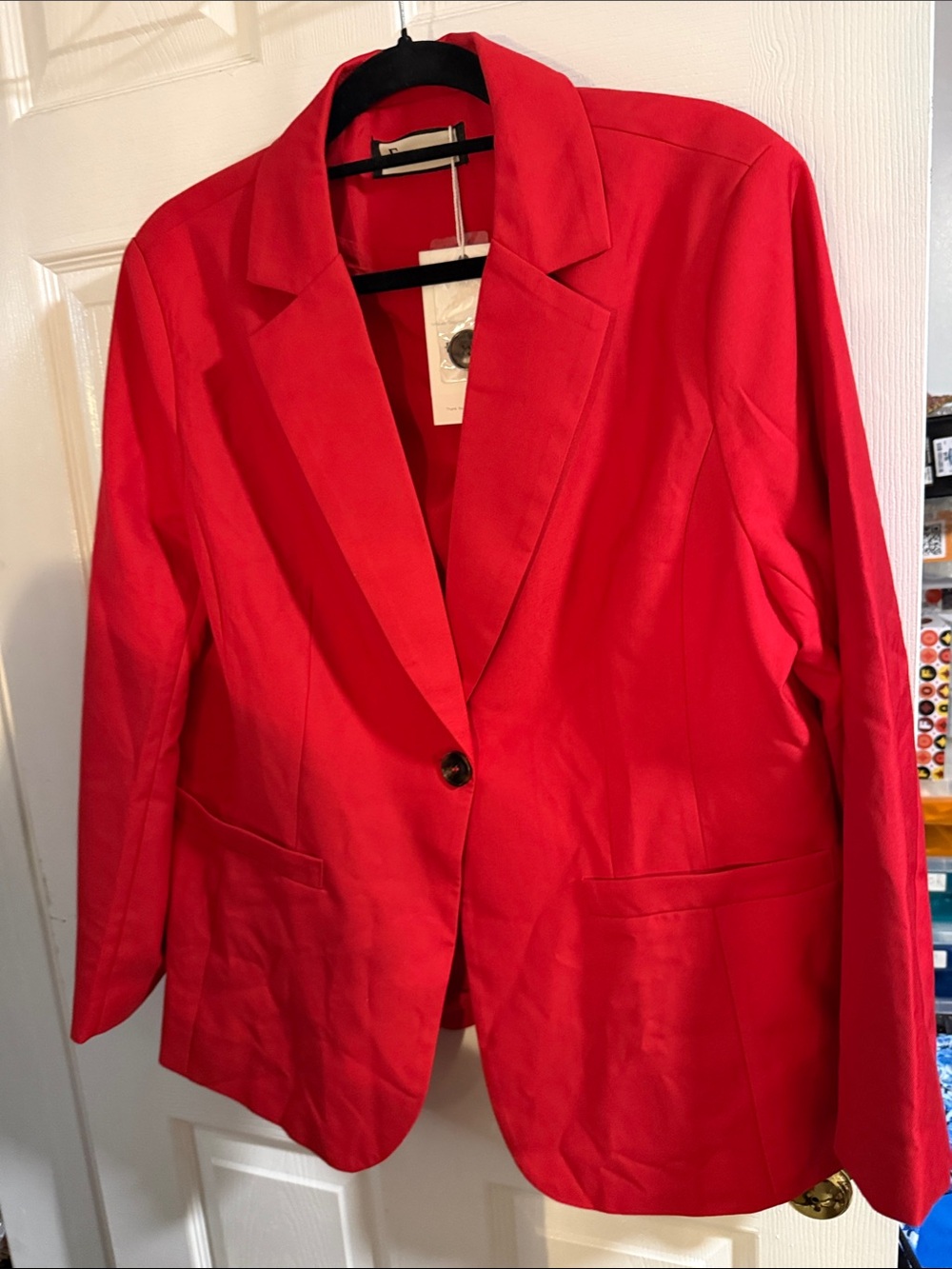 NWT Women’s XL Red Single-Button Blazer Jacket lined in red